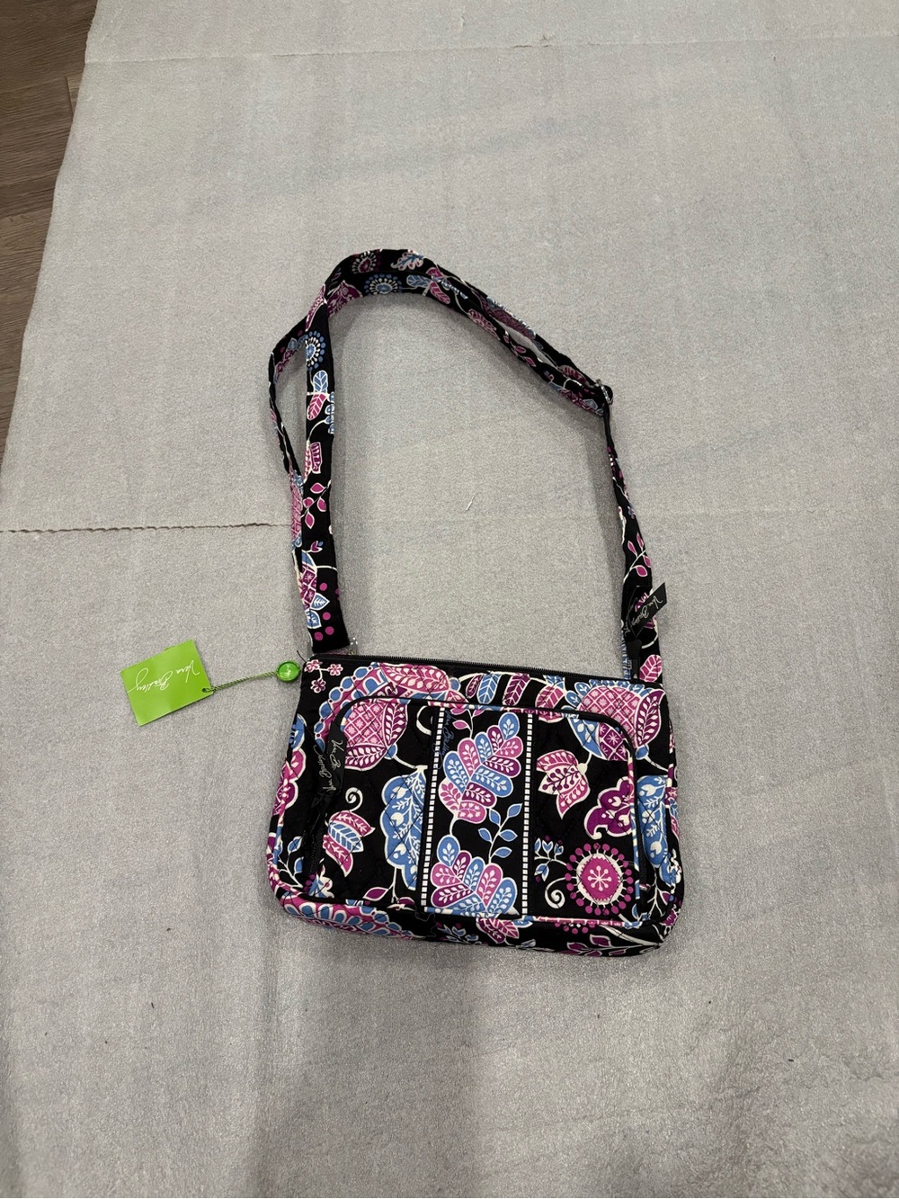 Vtg Vera Bradley Navy Lt Blue Pink Quilted Crossbody Bag Plaid Inside